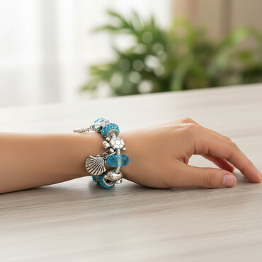 Narukvice: Narukvica sa priveskom, Pandora, Materijal: Kristal, Biser, Cirkon — 1