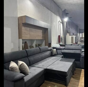 угалок мебель: Диван-кровать, цвет - Серый, Б/у