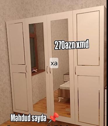 Ağ rəngdə 4 qapılı paltar dolabı. - Orta hissədə 2 ədəd tam boy güzgü lalafo.az -da Ağ rəngdə 4 qapılı paltar dolabı. - Orta hissədə 2 ədəd tam boy güzgü