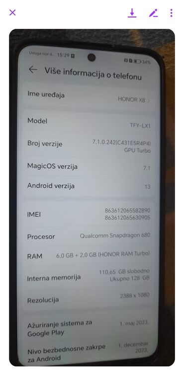 slušalice za mobilni: Honor 8X, 128 GB, bоја - Tamnoplava