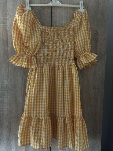 svečane haljine broj 44: S (EU 36), M (EU 38), bоја - Žuta, Drugi stil, Kratkih rukava