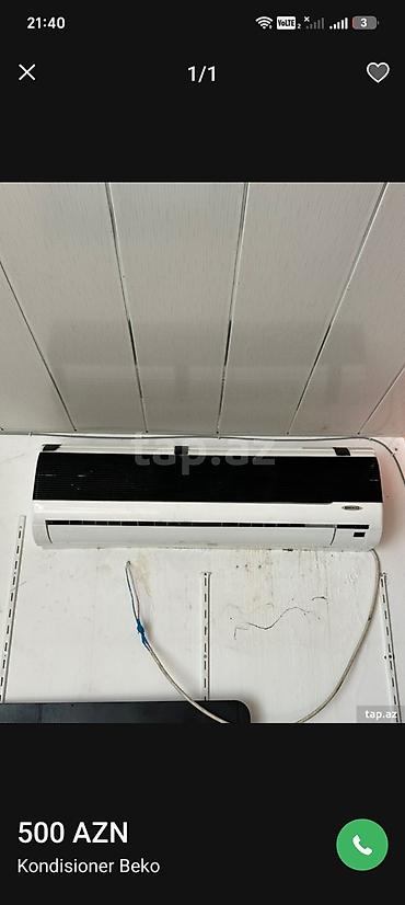 kondisionerler: Kondisioner Beko, İşlənmiş, 100-dən çox kv. m, Split sistem, Pulsuz quraşdırılma — 1
