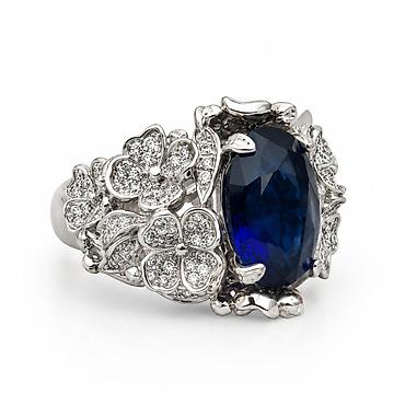 Кольцо из серебра 925 с сапфиром Элегантное женское кольцо ADAMANT с