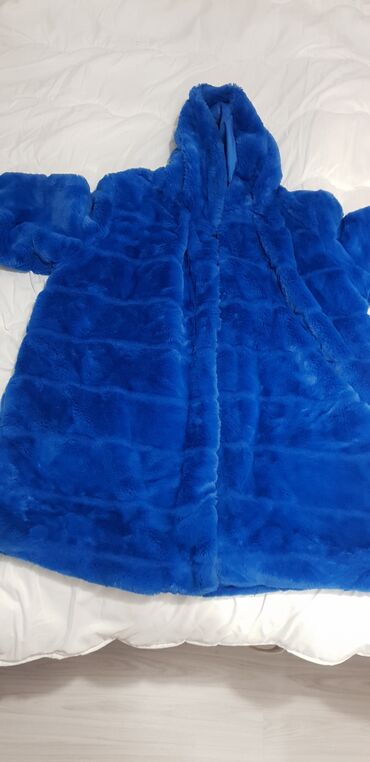 Krzneni kaputi: 3XL, Sa postavom, Veštačko krzno, bоја - Svetloplava — 14