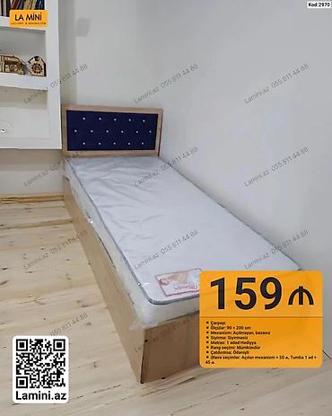 Ev üçün mebel: - Məhsul: Tək nəfərlik çarpayı - Ölçü: 90 × 200 sm - Mexanizm — 1