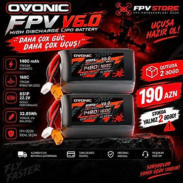 Noutbuk aksesuarları: 🔥 OVONIC FPV V6.0 — 6S 1480mAh 160C 📦 1 QUTUDA 2 ƏDƏD BATAREYA VAR! 💰 — 1
