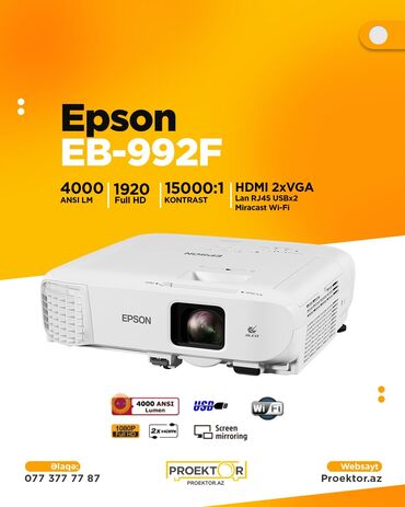 i̇phone 6 ekran: Yeni Stasionar Proyektor Epson, Ödənişli çatdırılma