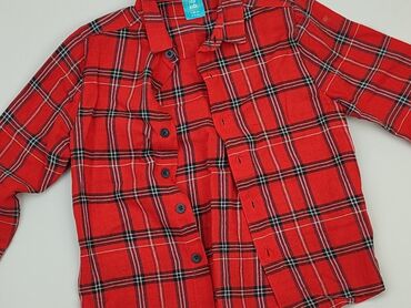 bluzki chłopięce z długim rękawem 134: Koszula 4-5 lat, stan - Bardzo dobry, wzór - Kratka, kolor - Czerwony