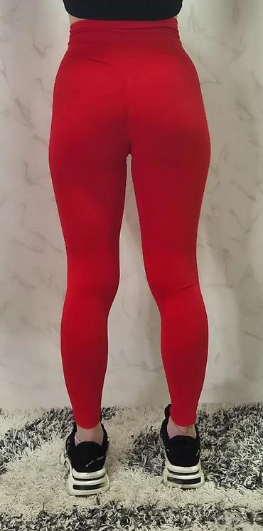 Helanke, biciklistički šortsevi: Crvene ženske helanke sa visokim strukom. Dizajnirane su za udobnost i — 2