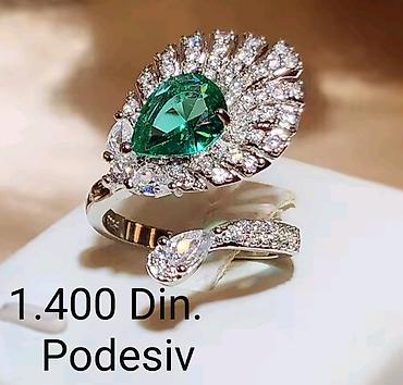 Prstenje: Elegantni posrebreni podesiv prsten od hirurskog čelika sa žigom — 1