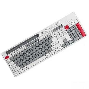 Tastature: Komplet bežične tastature i miša – elegantan retro dizajn u sivo-beloj — 2