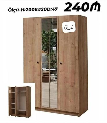 qapi ustu asmalar: G_1 modeli üç qapılı geyim dolabı - Ölçü: H:200 × E:120 × D:47 sm - — 1