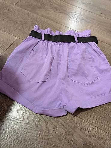 calcedonia helanke: Ljubičaste ženske šorts-pantalone sa visokim strukom i paper-bag — 2