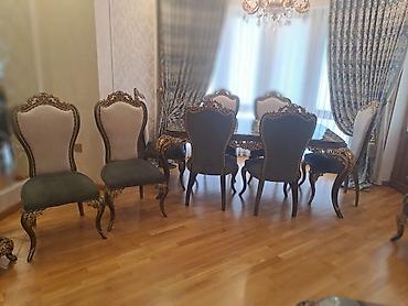 Divan və kreslo dəstləri: Zərif oyma detalları və qızılı rəngli vurğulara malik bu qonaq otağı — 3