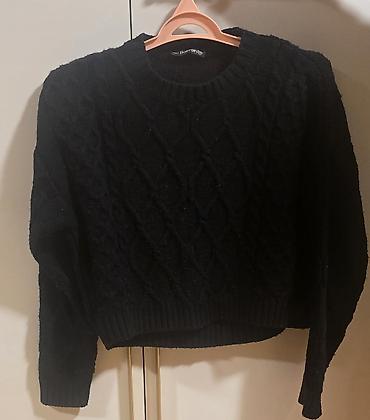 vecerni paltar: Qara toxunma sviter - Rəng: qara - Model: krujevalı/“cable knit” — 1
