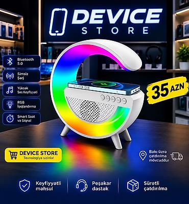 bluetooth qulaqlıq: RGB işıqlıdır Bluetooth 5.0 portativ akustik kalonka və simsiz şarj — 1