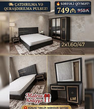 Yataq dəsti – sifarişlə və yeni Dəst tərkibi: - Dolab: 2x1.60/47