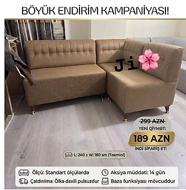 Divanlar: Künc mətbəx divanı - Dizayn: L formasında, klassik tikişli arxa — 1