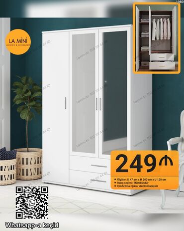 3 qapılı dolab: Açılan, 3 qapılı Düz dolab, Qarderob, paltar dolabı