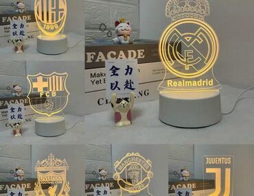 Stol lampaları: Futbol klublarının loqolu LED masa lampaları - Dizayn: şəffaf akril — 1