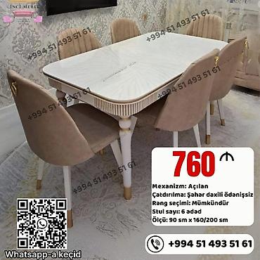 carpayı divan: Qonaq otağı üçün, Yeni, Açılan, Dördbucaq masa, 6 stul — 1
