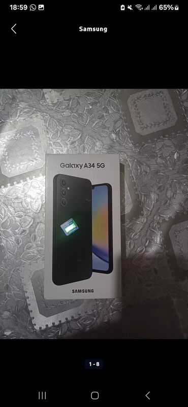 Samsung: Samsung Galaxy A34 5G, 128 GB, rəng - Qara, Zəmanət, Sensor, Barmaq izi