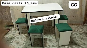 taburet: Mətbəx üçün, Yeni, Açılmayan, Dördbucaq masa, 4 stul — 1