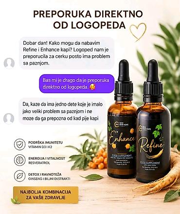 Suplementi: **Enhance + Refine – tečni dodaci ishrani u kapima** Kombinacija dva — 13