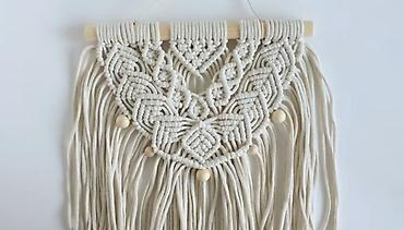 Digər ev dekoru: Makrame divar bəzəyi – əl işidir - Material: 100% pambıq iplər, taxta — 4