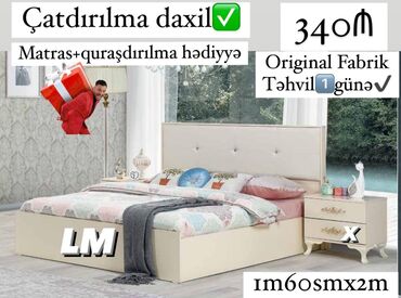 taxt ikinci əl: Yeni, İkinəfərlik çarpayı, Bazasız, Matras ilə, Siyirməsiz