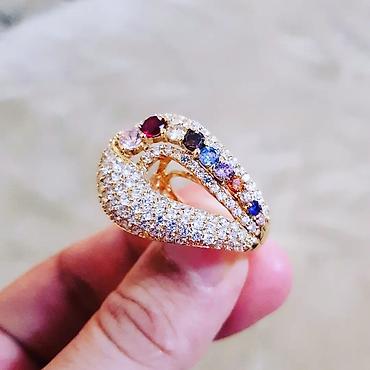 Ювелирные изделия: Обручальные, Кольцо, Swarovski, Желтое золото, 750 проба, Топаз — 5