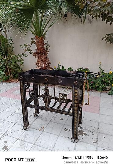 odun taxta: Yeni alinip.Dekorativ metal manqal/şiş kabab sobası - Material — 3