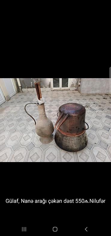 metbex cilciraqlari: Gülab və nanə arağı çəkmək üçün distillə dəsti - Material: mis qazan — 1