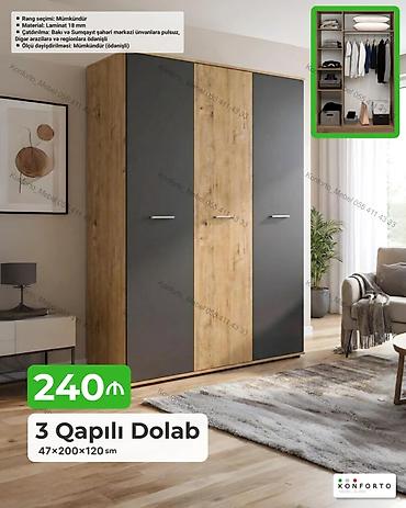 3 qapılı geyim dolabı Ölçü: 47×200×120 sm Material: 18 mm laminat