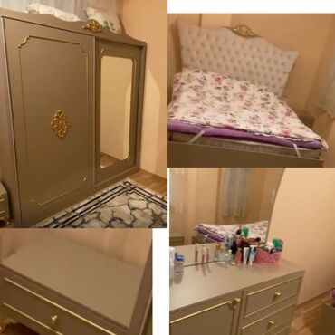 tek neferlik yataq gence: Двуспальная кровать, Шкаф, Трюмо, 2 тумбы, Б/у
