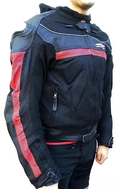 Sportska odeća: Moto jakna leather mesh titanium crno crvena Vrhunska jakna za motor — 3