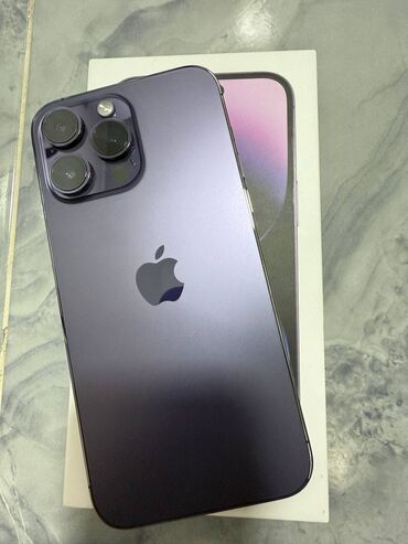 Apple iPhone: IPhone 14 Pro Max, Б/у, 256 ГБ, Deep Purple, Защитное стекло, Чехол, Коробка, 86 %