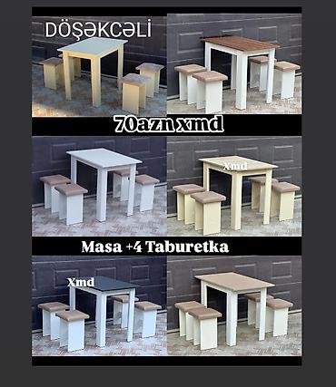 tap az masa ve oturacaqlar: Mətbəx üçün, Yeni, Açılmayan, Dördbucaq masa, 4 stul — 2