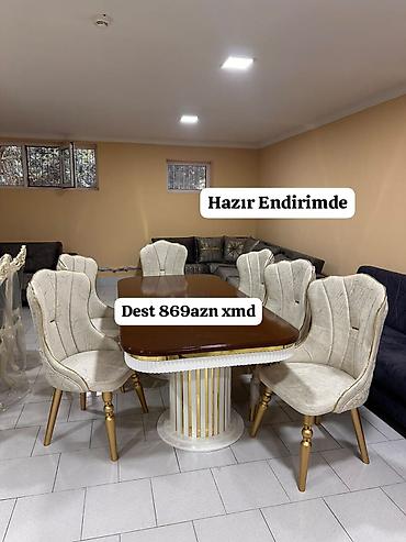 6 stul: Yemək otağı dəsti - Dəst qiyməti: 869 AZN (xmd) - “Hazır Endirimdə” — 1