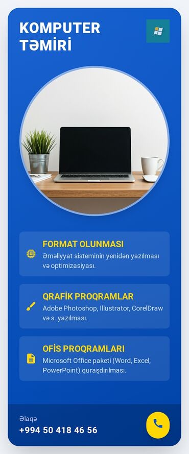 разработка и внедрение программного обеспечения: 📢 KOMPÜTER TƏMİRİ VƏ PROQRAM YAZILMASI XİDMƏTİ 🔧 Kompüter və Noutbuk