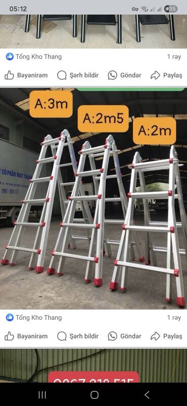 Nərdivanlar: Teleskopik nərdivan, müxtəlif hündürlüklərdə işləmək üçün ideal olan — 15