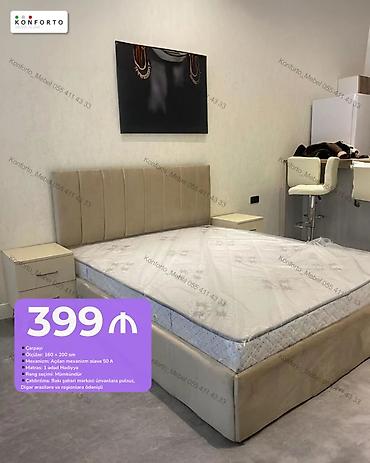 Mebel: Məhsul: Yataq çarpayısı + hədiyyə döşək - Ölçü: 160 x 200 sm - — 1