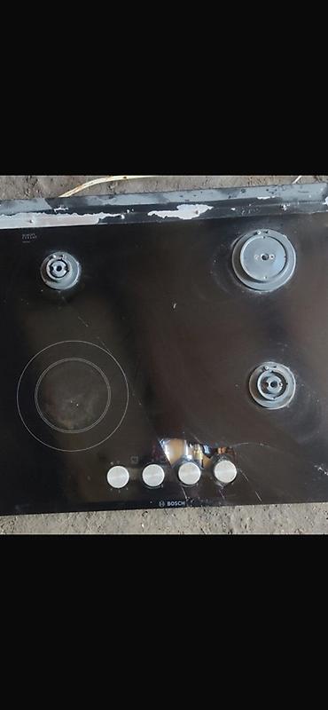 soba bosch: Bosch qazlı/elektrikli qarışıq panel ocağı (model E-Nr: PRY626B70Q — 1