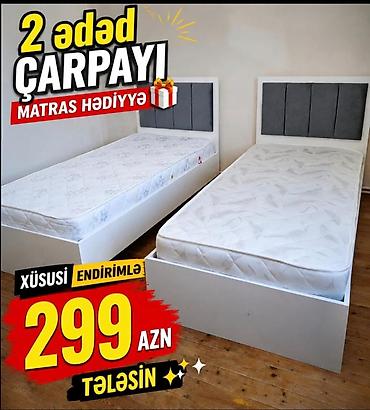 carpayl: Məhsul: 2 ədəd tək çarpayı dəsti - Rəng: Ağ karkas, boz yumşaq — 1
