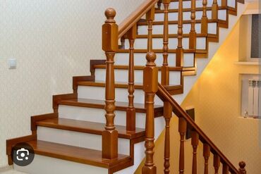 Деревянные лестницы: Деревянная лестница Для дома, Бесплатный замер, Вид дерева: Дуб, Форма лестницы: Много-маршевая, Стиль: Классический — 7