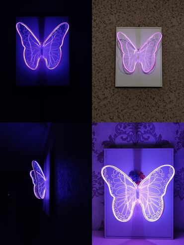 3d ekran şəkilləri: LED kəpənək divar lampası / dekorativ tablo - Dizayn: Kəpənək