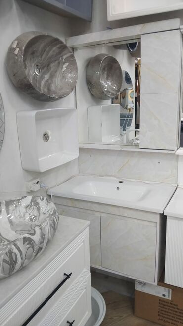 Alçipan: Hamam mebeli və keramika dəsti - Asma tipli hamam şkafı: mərmər