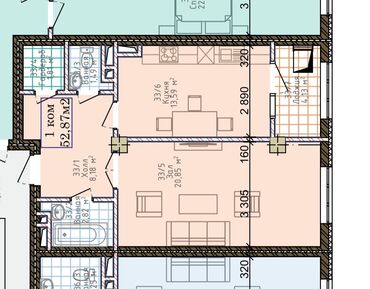 1 ком квартира токмок микрорайон: 1 комната, 53 м², Элитка, 4 этаж, ПСО (под самоотделку)