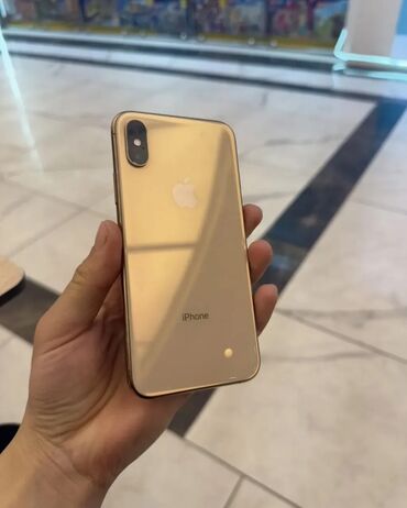 Apple iPhone: IPhone Xs, Б/у, 64 ГБ, Золотой, Зарядное устройство, Защитное стекло, Чехол, 100 %