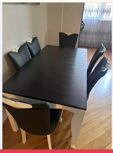 Digər restoran, kafe avadanlığı: Qonaq otağı üçün, İşlənmiş, Açılan, Dördbucaq masa, 6 stul